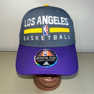 NEW LOS ANGELES LAKERS BASKETBALL NBA ADIDAS FLEX FITTED  L/XL practice Hat